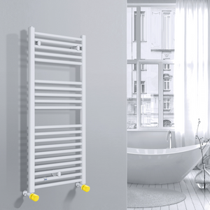 Valvola Custò colore giallo zinco fissata a un termoarredo ad acqua