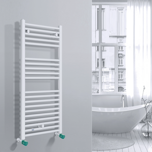 Valvola Custò colore verde fissata a un termoarredo ad acqua