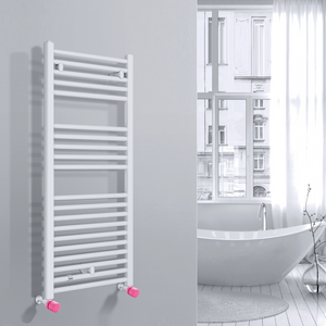 Valvola Custò colore viola fissata a un termoarredo ad acqua