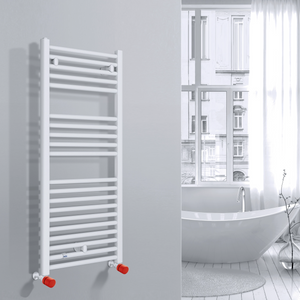 Valvola Custò colore rosso fissata a un termoarredo ad acqua