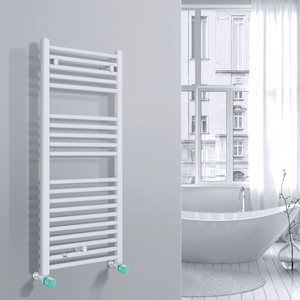 Valvola Custò colore verde chiaro fissata a un termoarredo ad acqua