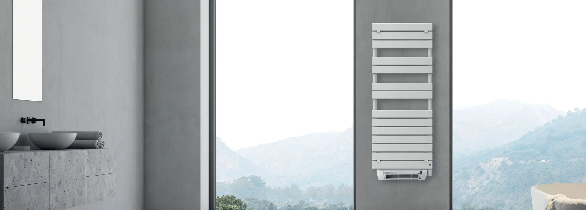 dettaglio scaldasalviette con soffiante