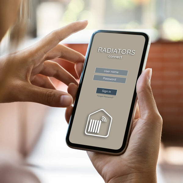 immagine di uno smartphone mentre visualizza l'applicazione radiators connect